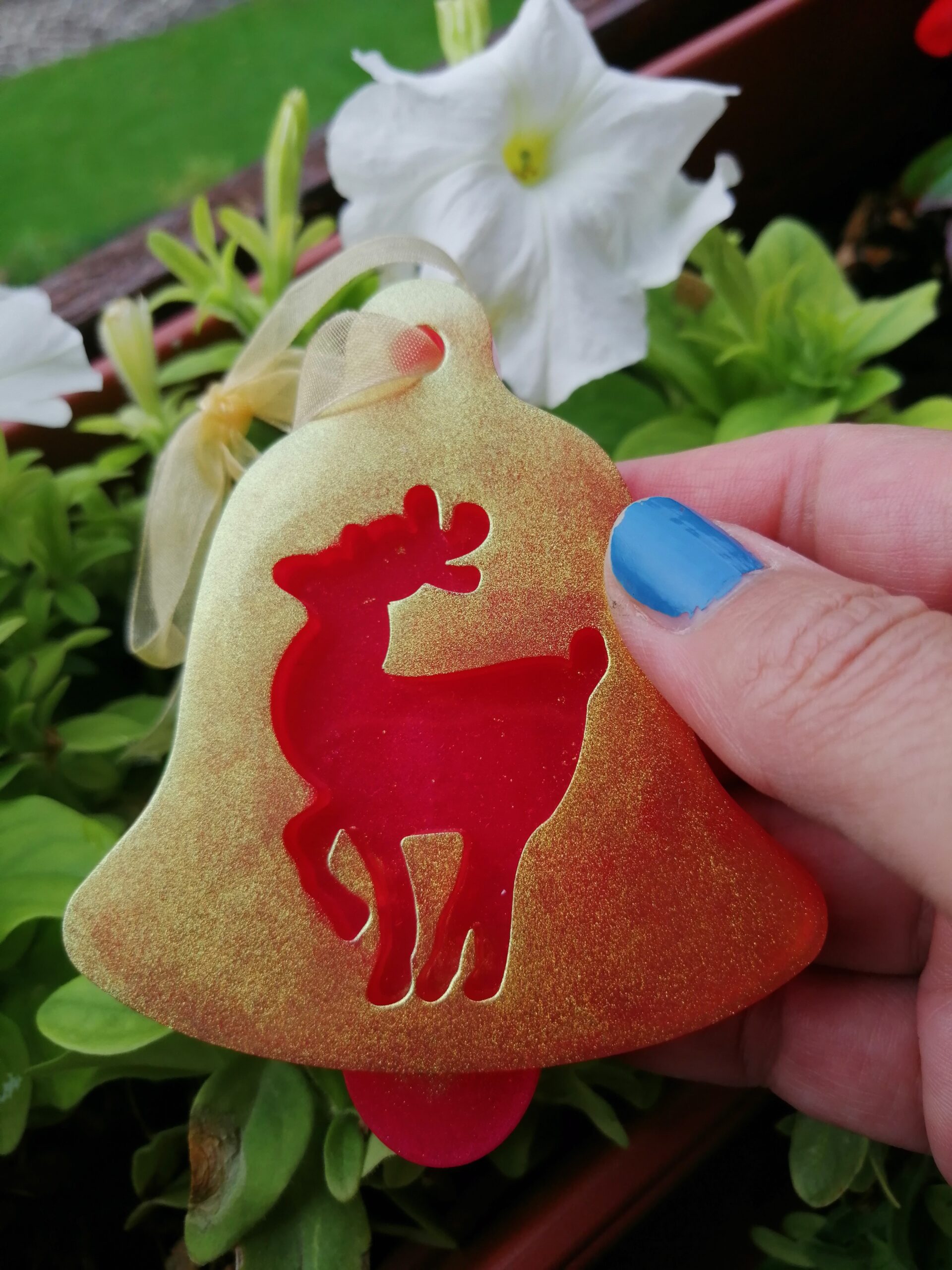 Christmas resin star bell deer ornament