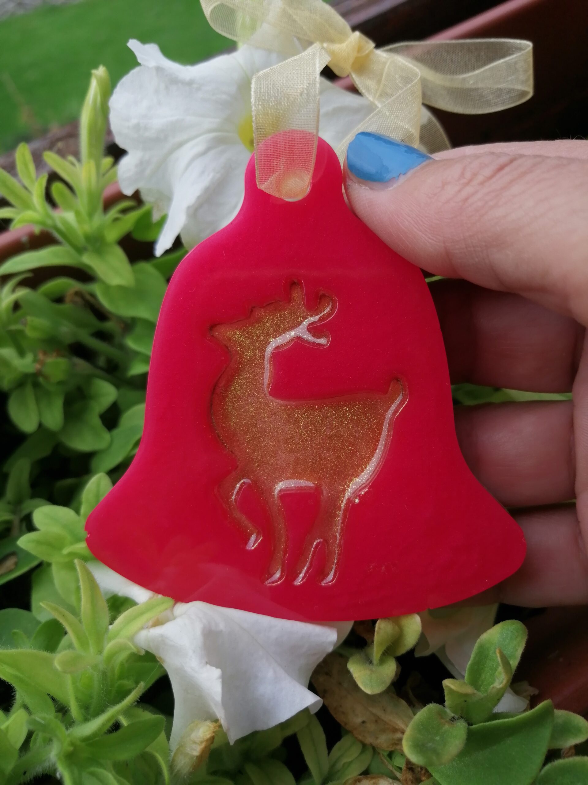 Christmas resin star bell deer ornament