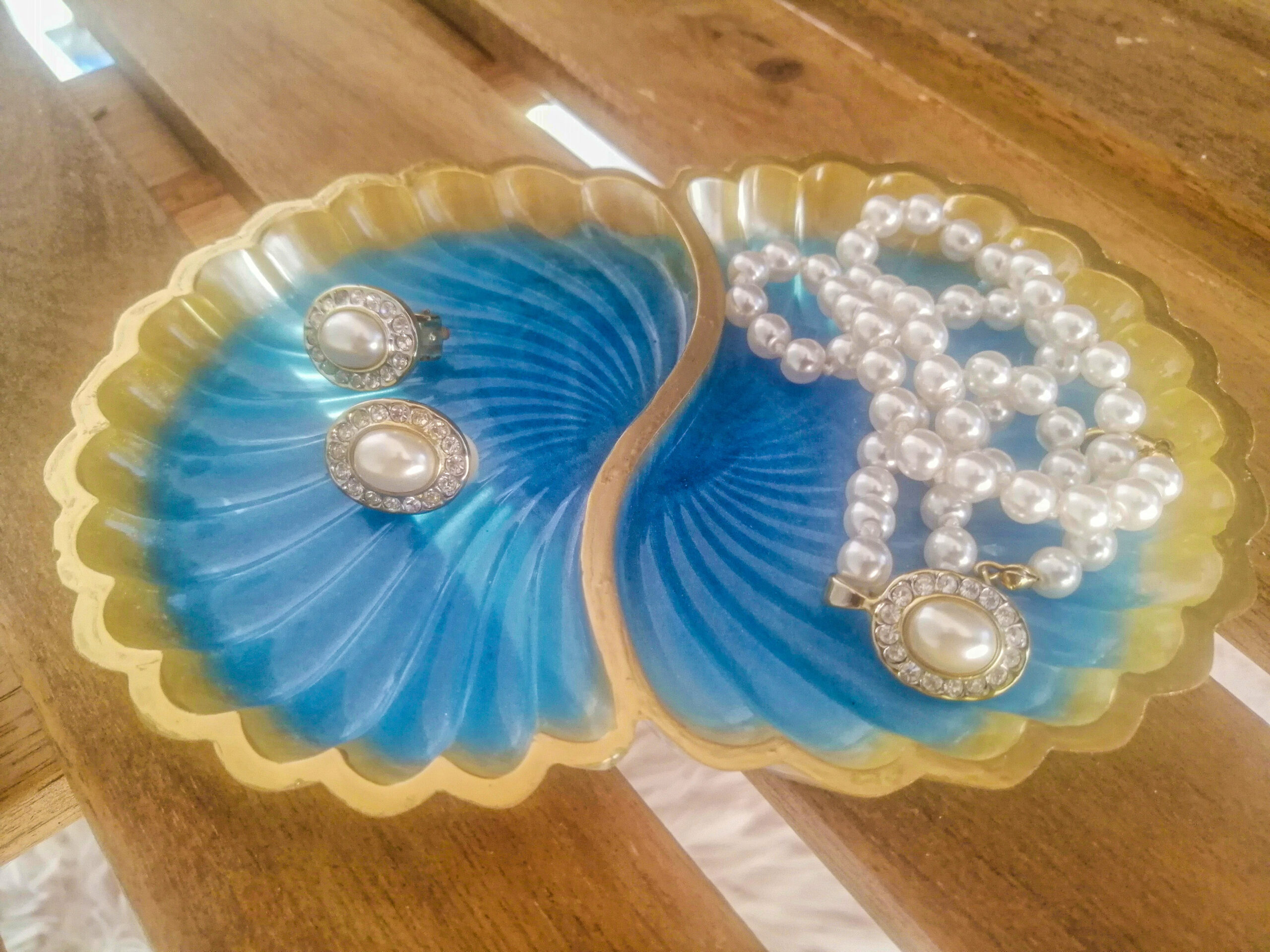 Dvojni podstavek za milo v obliki školjk, moder - slika 4