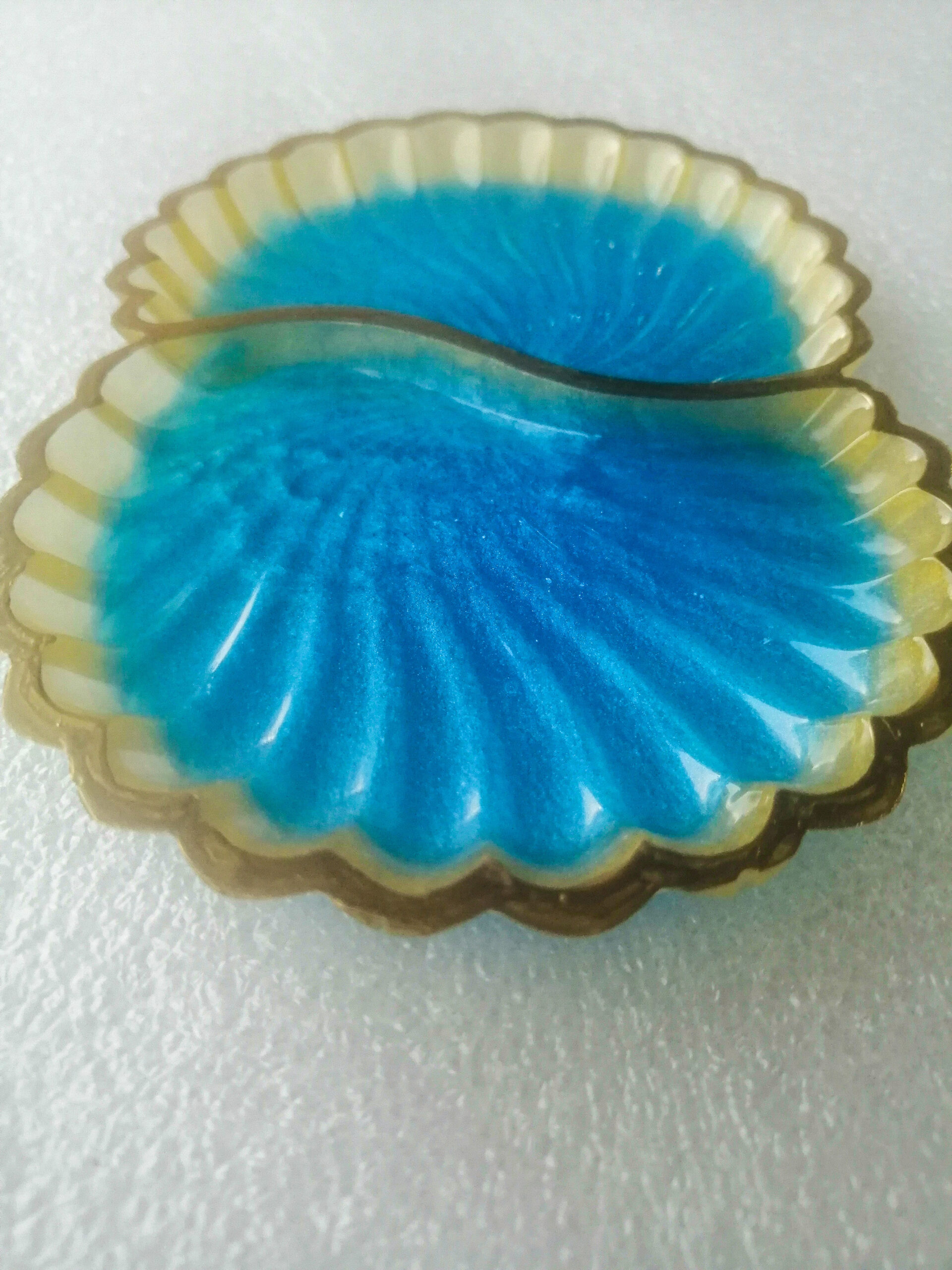 Dvojni podstavek za milo v obliki školjk, moder - slika 3